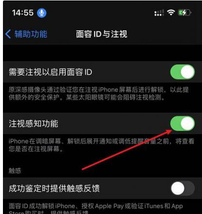 思明苹果14维修网点分享iPhone14注视感知功能有什么用 